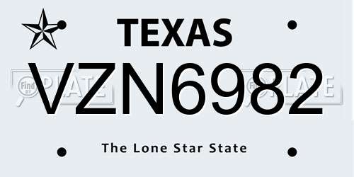 VZN6982 Texas License Plate