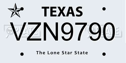 VZN9790 Texas License Plate