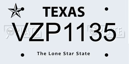 VZP1135 Texas License Plate