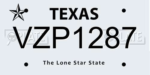VZP1287 Texas License Plate