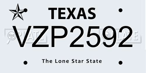 VZP2592 Texas License Plate