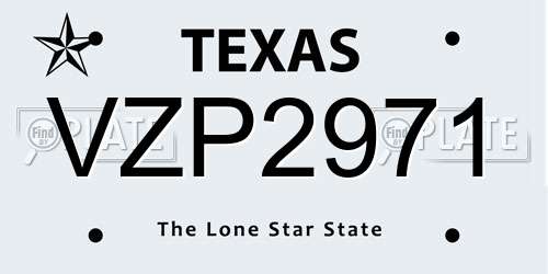 VZP2971 Texas License Plate