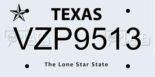 VZP9513 Texas License Plate