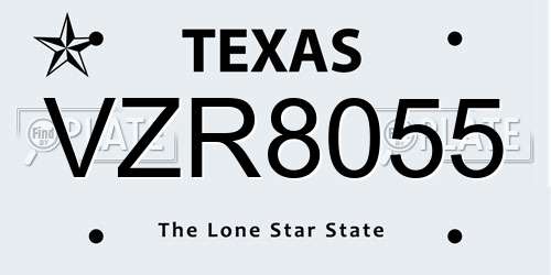 VZR8055 Texas License Plate