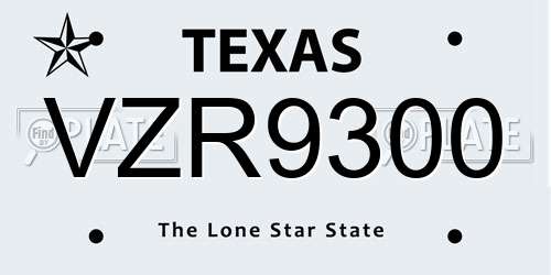 VZR9300 Texas License Plate