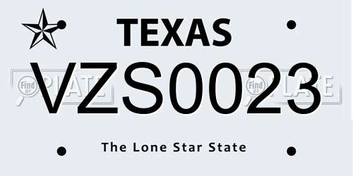 VZS0023 Texas License Plate