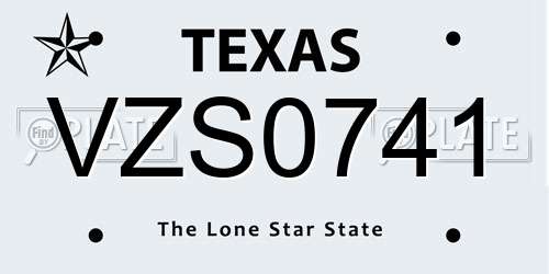 VZS0741 Texas License Plate