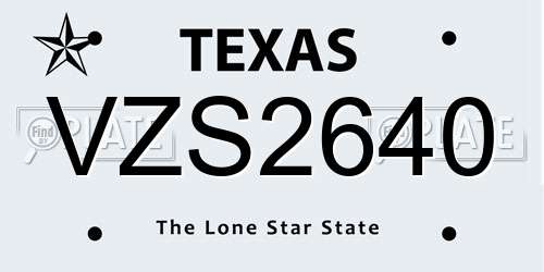 VZS2640 Texas License Plate
