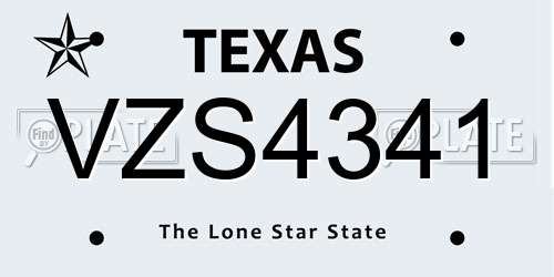 VZS4341 Texas License Plate