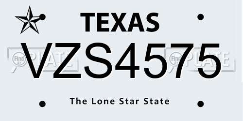VZS4575 Texas License Plate
