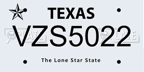 VZS5022 Texas License Plate