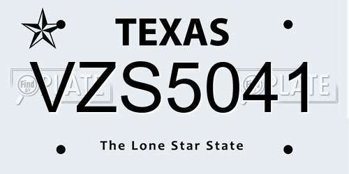 VZS5041 Texas License Plate