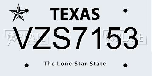 VZS7153 Texas License Plate