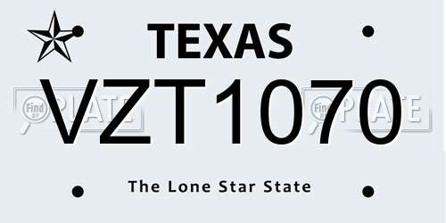 VZT1070 Texas License Plate