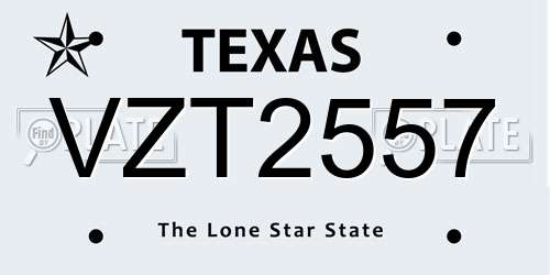 VZT2557 Texas License Plate