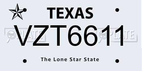 VZT6611 Texas License Plate