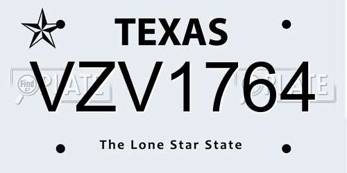 VZV1764 Texas License Plate