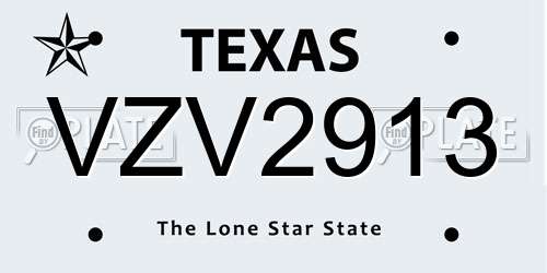 VZV2913 Texas License Plate