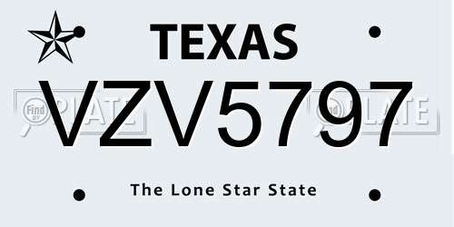 VZV5797 Texas License Plate