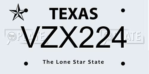 VZX224 Texas License Plate
