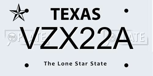 VZX22A Texas License Plate