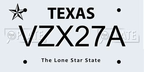 VZX27A Texas License Plate