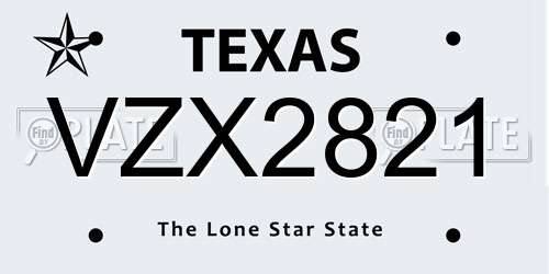 VZX2821 Texas License Plate