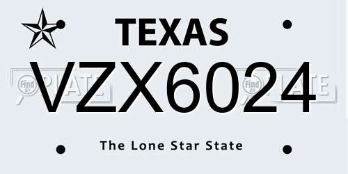 VZX6024 Texas License Plate
