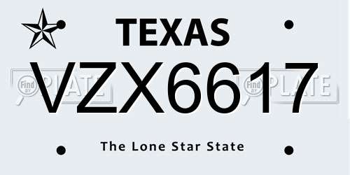 VZX6617 Texas License Plate