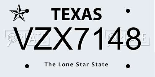 VZX7148 Texas License Plate