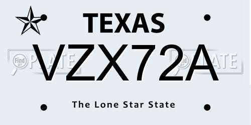 VZX72A Texas License Plate