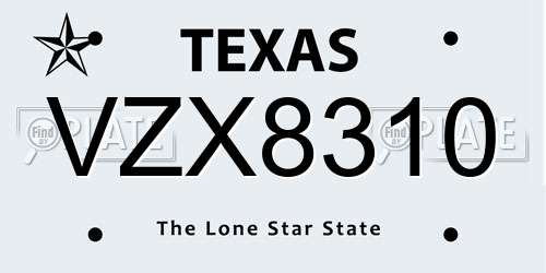 VZX8310 Texas License Plate