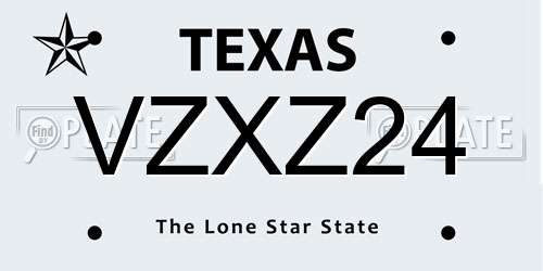 VZXZ24 Texas License Plate