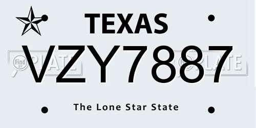 VZY7887 Texas License Plate