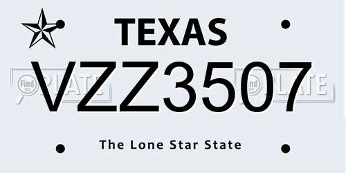 VZZ3507 Texas License Plate