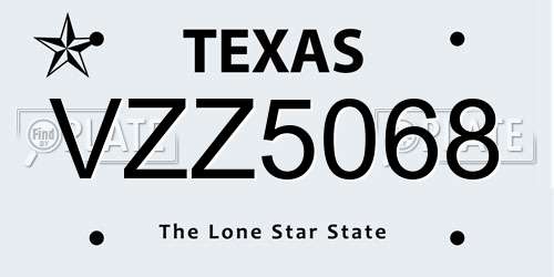 VZZ5068 Texas License Plate