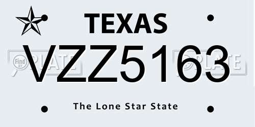 VZZ5163 Texas License Plate