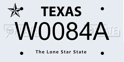 W0084A Texas License Plate