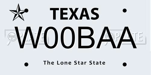 W00BAA Texas License Plate