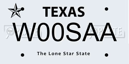 W00SAA Texas License Plate