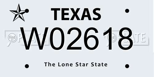 W02618 Texas License Plate