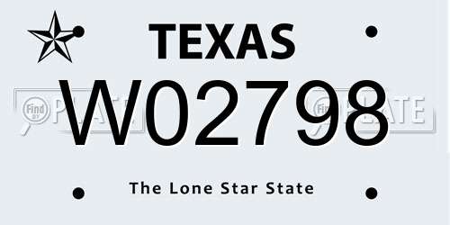 W02798 Texas License Plate