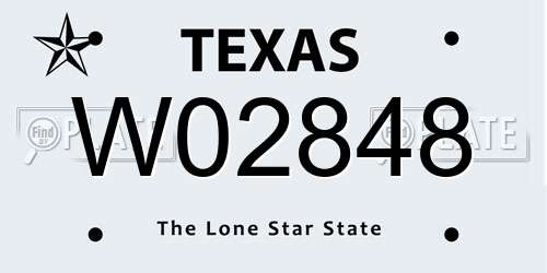 W02848 Texas License Plate
