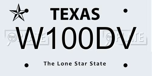 W100DV Texas License Plate