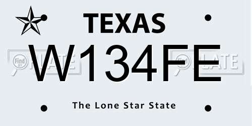 W134FE Texas License Plate