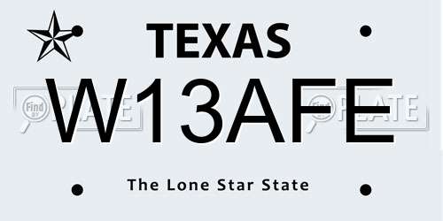 W13AFE Texas License Plate