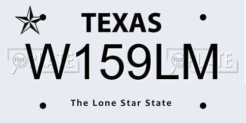 W159LM Texas License Plate