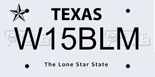 W15BLM Texas License Plate