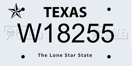 W18255 Texas License Plate