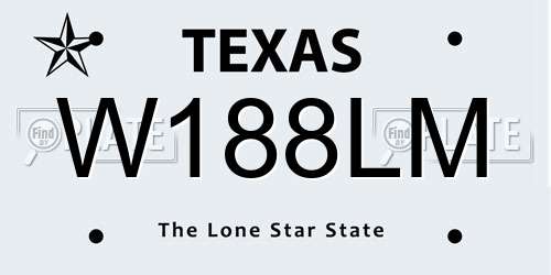 W188LM Texas License Plate